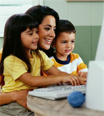 Family using computer